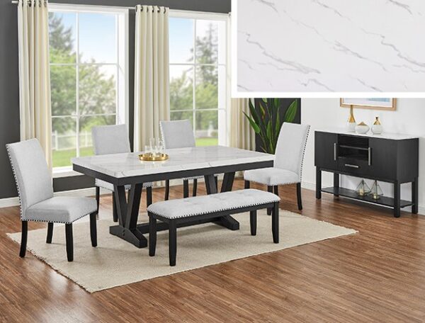 1319-6P-1320-SB.jpg 1319-6P-1320-SB VANCE FAUX TBL/SIDE CHAIRS,BENCH