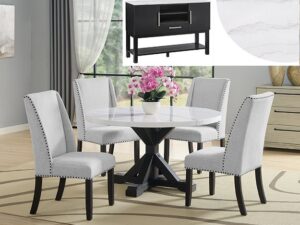 1320RD-1319-SB VARLEY MARBLE ROUND TBL,WING CHAIRS