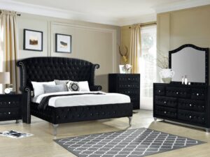 3433-set-blk-dot_orig.jpg Diamond Palace Black 5PC Bedroom Set - Queen, King