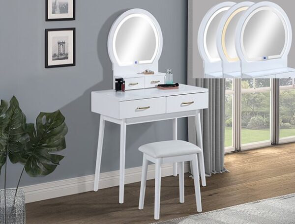 4905SET-WH.jpg 4905SET-WH CECILIA VANITY TABLE & STOOL-WHITE