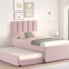 MAYA - Pink Twin, Full Platform Bed w/ Trundle