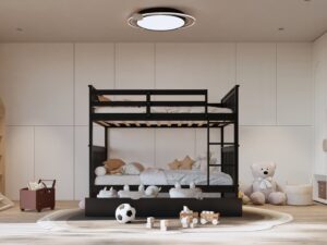 bb32_orig.jpg BB32 Full/Full Bunk Bed w/Twin Trundle Black