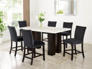 finley-black_orig.jpg Finley Black - (GENUINE MARBLE) Counter Height Table & 6 Chairs
