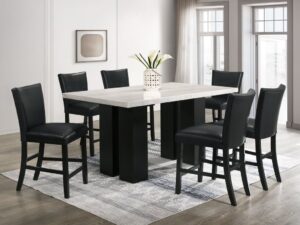 finley-pu-dining-set-1-6-without-nailhead_orig.jpg Finley PU - (GENUINE MARBLE) Counter Height Table & 6 Chairs