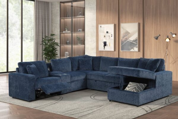hunterblue1_orig-1.jpg Hunter Blue Sectional (W/ Bluetooth Speaker & Pull-Out Bed)