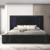 lorenzo-3730-blk-frontview-cnp-1_orig.jpg Lorenzo Black Platform Bed (w/ LED LIGHTS & BLUETOOTH SPEAKERS) - Queen, King