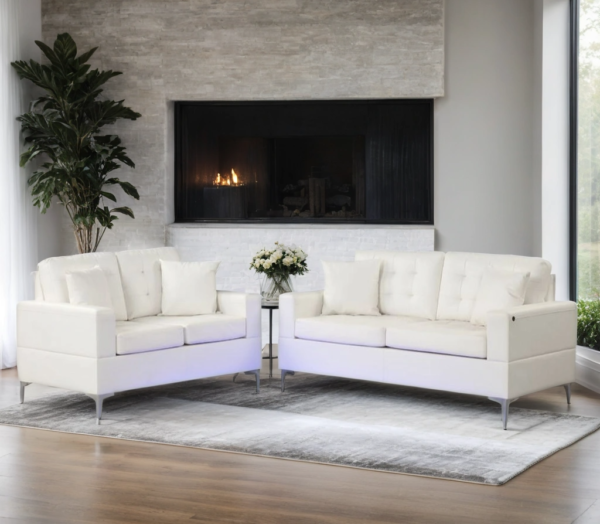 miami-white-1_orig.png Miami White - Sofa & Loveseat Set (LED LIGHTS)