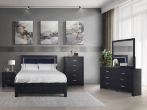 MOONLIGHT BLACK - 5pc Queen, King Bedroom Set