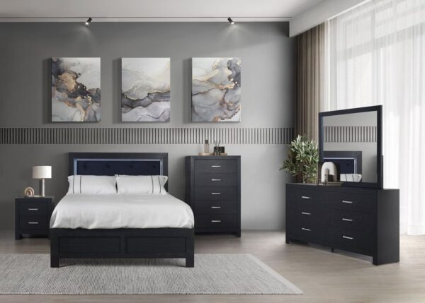 moonlight-black.jpg MOONLIGHT BLACK - 5pc Queen, King Bedroom Set